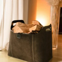 Joseph Pejsekurv Kaminkurv Læderkurv Brændekurv Aviskurv Brun Læder