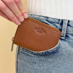 Abel RFID Kortholder RFID Beskyttelse Kortetui Korthylster Pung Pengepung Tegnebog Lille Dame Herre Brun Læder