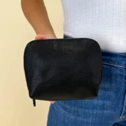 Leo Make-up Taske Kosmetiktaske Sminkepung Sort ægte Læder