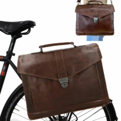 Eddy M. Bagagebærertaske Cykeltaske Skuldertaske Lædertaske Transporttaske Vintage Brun Læder