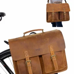 Tony M. Cykeltaske Bagagebærertaske Skuldertaske Attachétaske Arbejdstaske Lædertaske Vintage Brun Læder