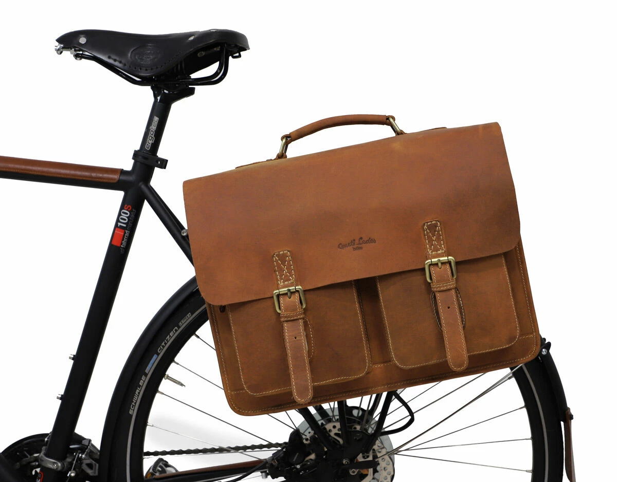 Marco P. Bagagebærertaske Arbejdstaske Kontortaske Bagagetaske Cykeltaske Med Skulderrem Cykeltaske Brun Læder 3 Marco P. Bagagebærertaske Arbejdstaske Kontortaske Bagagetaske Cykeltaske Med Skulderrem Cykeltaske Brun Læder - Image 3