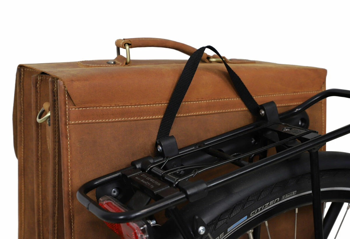 Marco P. Bagagebærertaske Arbejdstaske Kontortaske Bagagetaske Cykeltaske Med Skulderrem Cykeltaske Brun Læder 2 Marco P. Bagagebærertaske Arbejdstaske Kontortaske Bagagetaske Cykeltaske Med Skulderrem Cykeltaske Brun Læder - Image 2