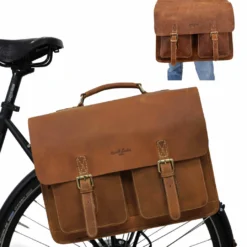 Marco P. Bagagebærertaske Arbejdstaske Kontortaske Bagagetaske Cykeltaske Med Skulderrem Cykeltaske Brun Læder