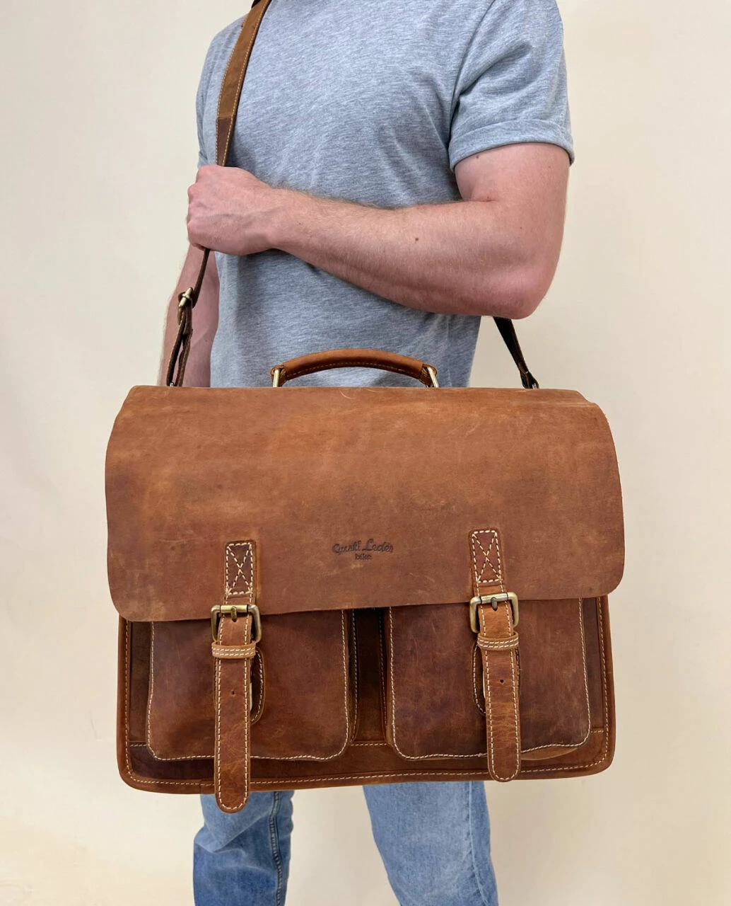 Marco P. Bagagebærertaske Arbejdstaske Kontortaske Bagagetaske Cykeltaske Med Skulderrem Cykeltaske Brun Læder 4 Marco P. Bagagebærertaske Arbejdstaske Kontortaske Bagagetaske Cykeltaske Med Skulderrem Cykeltaske Brun Læder - Image 4