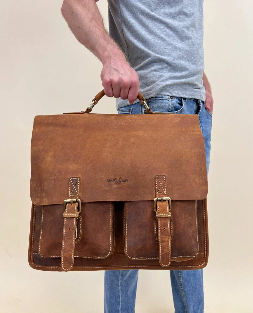 Marco P. Bagagebærertaske Arbejdstaske Kontortaske Bagagetaske Cykeltaske Med Skulderrem Cykeltaske Brun Læder 6 Marco P. Bagagebærertaske Arbejdstaske Kontortaske Bagagetaske Cykeltaske Med Skulderrem Cykeltaske Brun Læder - Image 6