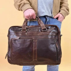 Ripley Arbejdstaske Computertaske Skuldertaske Herre Brun Læder -Taske Salgsbutik 2B47 20 3wp model male3 1280x1280