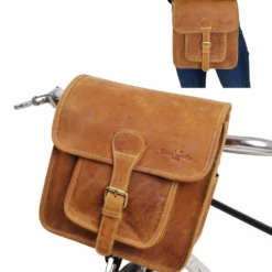 Jens V. Sadeltaske Cykelstyrstaske Skuldertaske Cykeltaske Lædertaske Cykeltilbehør Styrtaske Vintage Brun Læder