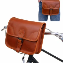 Barry H. Cykeltaske Styrtaske Skuldertaske Lædertaske Cykelstyrstaske KLICKfix-plade Vintage Brun Læder
