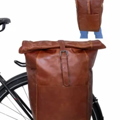 Miquel I. Bagagebærertaske Cykeltaske Med Skulderrem Cykeltaske Transporttaske Bæretaske Budstaske Taske Til Cykel Stor Canvas Læder Brun 16L