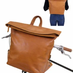 Moreno A. Rygsæk Cykeltaske Styrtaske City-rygsæk Rygtaske Bæretaske Brun Læder