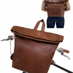 Moreno A. Rygsæk Cykeltaske Lædertaske Styrtaske City-rygsæk Med Valgfri -plade Backpack Rygtaske Bæretaske Transporttaske Vintage Brun Læder
