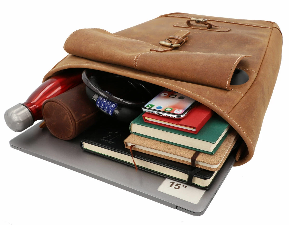 Carmine P. Cykelrygsæk Læder Rygsæk Bagagebærertaske Brun Læder 9 Carmine P. Cykelrygsæk Læder Rygsæk Bagagebærertaske Brun Læder - Image 9