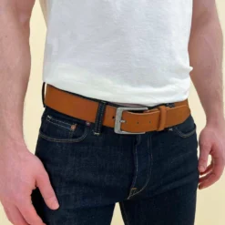 Bente Bælte Læderbælte Bredt Mænd Kvinder Unisex Sølvfarvet Spænde Accessoires Brun Læder