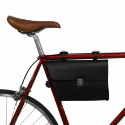Jef P. Cykeltaske Steltaske Lædertaske Cykeltilbehør Transporttaske Cykel Rammetaske Brun Læder Str. M