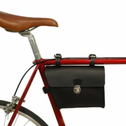 Jef P. Cykeltaske Steltaske Lædertaske Cykeltilbehør Transporttaske Cykel Rammetaske Brun Læder Str. XS