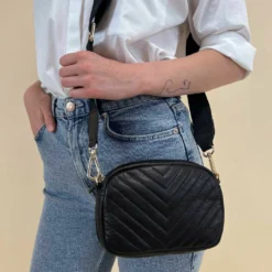 Cardi Skuldertaske Håndtaske Festtaske Aftentaske Festivaltaske Lædertaske Sort Læder