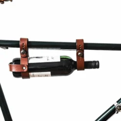 Chris F. Flaskeholder Til Cykelhåndtag Cykelstyr Kopholder Bæreholder Cykel Drikkedunkholder Brun Læder