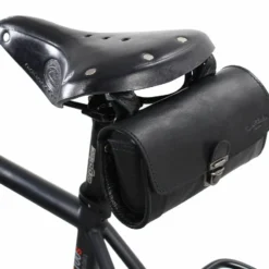 Wolfgang L. Sadeltaske Cykeltaske Styrtaske Siddetaske Sadel Taske Cykelkurv Cykel Cykelstyrstaske Lappegrejstaske Retro Sort Læder