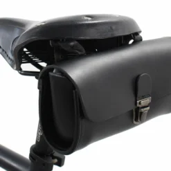 Raymond P. Sadeltaske Cykeltaske Styrtaske Siddetaske Sadel Taske Transporttaske Cykelkurv Cykeltilbehør Tyverisikring Sort Læder