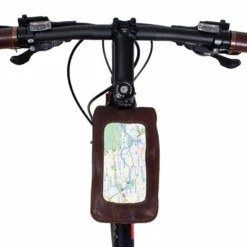 Charly G. Cykeltaske Cykelstyrtaske Steltaske Rattetaske Ratstaske Stangtaske Cykeltaske Cykel Mobilholder Lædertaske Cykeltilbehør Brun Læder