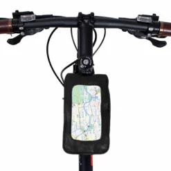 Charly G. Cykeltaske Cykelstyrtaske Steltaske Rattetaske Ratstaske Stangtaske Cykeltaske Cykel Mobilholder Lædertaske Cykeltilbehør Sort Læder