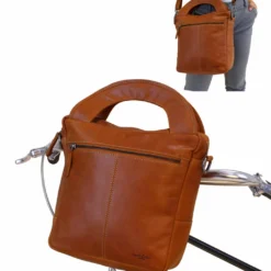 Vincente T. Styrtaske Bagagebærertaske Rattetaske Cykellås Cykeltaske Cykel Lædertaske Vintage Brun Læder