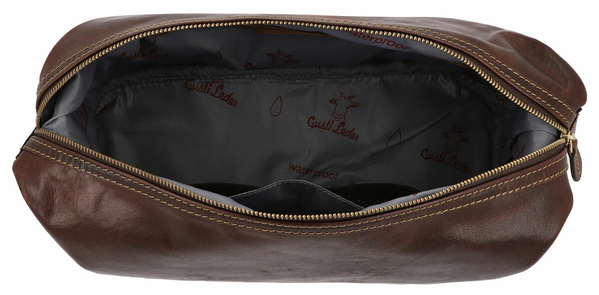 Anika Make-up Taske Toilettaske Kosmetiktaske Hygienepose Stor Dame Og Herre Brun Læder 3 Anika Make-up Taske Toilettaske Kosmetiktaske Hygienepose Stor Dame Og Herre Brun Læder - Image 3