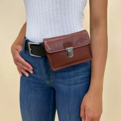 Sarah Festivaltaske Pung Mavebælte Dame Herre Brun Læder