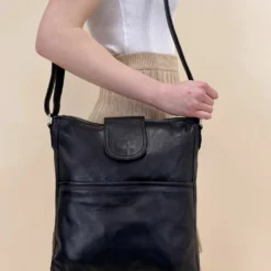 Jacqueline Shopper Håndtaske Skuldertaske Indkøbstaske Dame Sort Læder