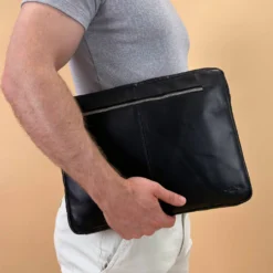 Austin Laptoptasche Laptophülle Ledertasche Schwarz Leder