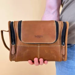 Chester Toilettaske Kosmetiktaske Make-up Taske Brun Læder