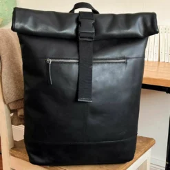 Mattis Rygsæk Læderrygsæk Lædertaske Herre Dame Sort Læder 16L