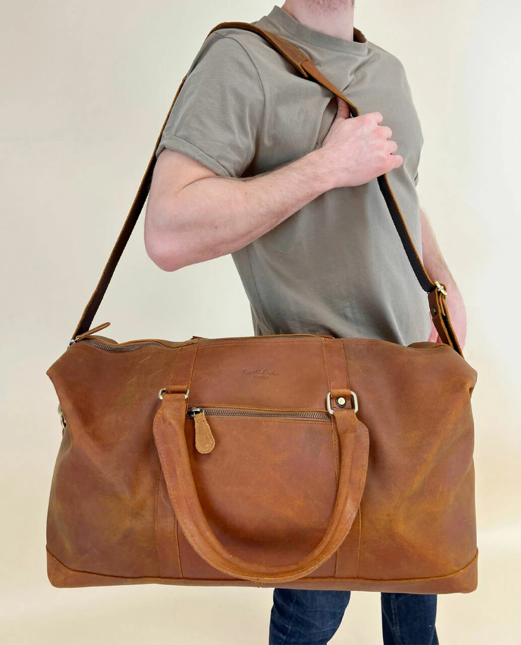 Ruben Rejsetaske Sportstaske Håndbagage Retro Brun Læder 36L 2 Ruben Rejsetaske Sportstaske Håndbagage Retro Brun Læder 36L - Image 2