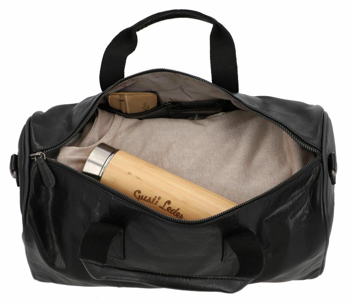 Hall Rejsetaske Sportstaske Håndbagage Herre Dame Sort Læder 25L 6 Hall Rejsetaske Sportstaske Håndbagage Herre Dame Sort Læder 25L - Image 6