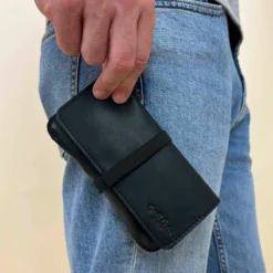 Farro Tobakspose Tobakspung Opbevaring Til Rulletobak Tobaksetui Sort Læder