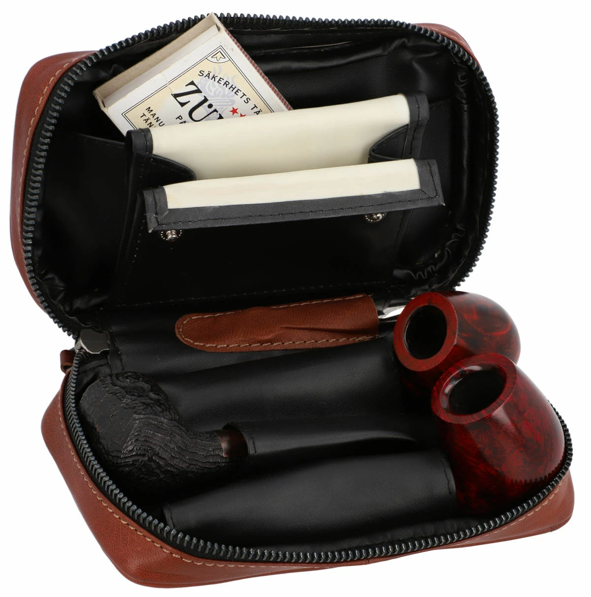 Diego Pibetaske Pipepung Tobakspung Pibegrej 3 Piber Brun Læder 5 Diego Pibetaske Pipepung Tobakspung Pibegrej 3 Piber Brun Læder - Billede 5