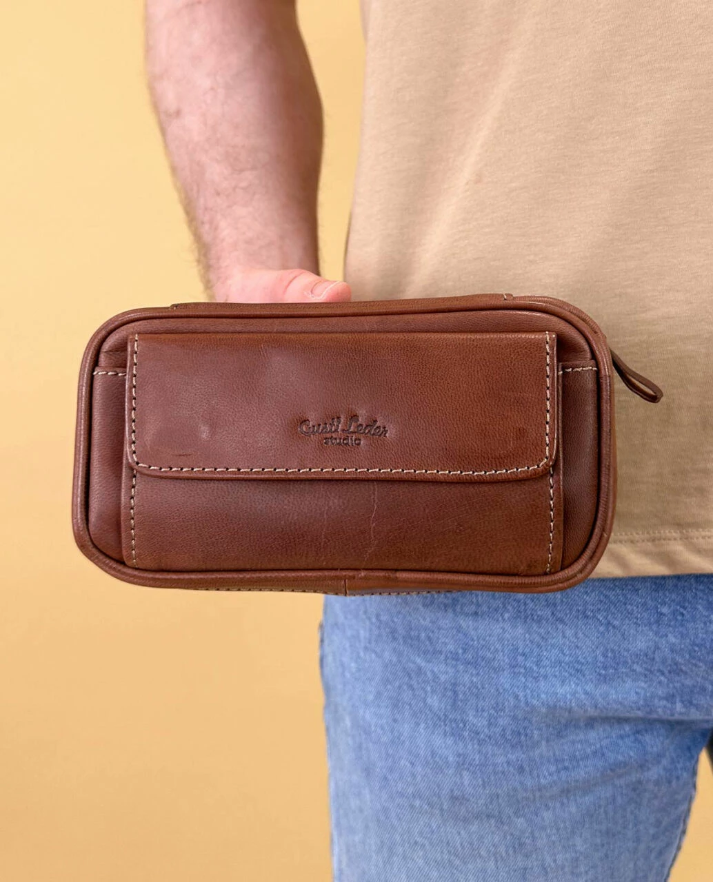 Diego Pibetaske Pipepung Tobakspung Pibegrej 3 Piber Brun Læder 2 Diego Pibetaske Pipepung Tobakspung Pibegrej 3 Piber Brun Læder - Billede 2