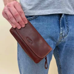 Jared Tobakspose Tobakspung Pibeetui Pibehylster Indvendigt Materiale Af Naturgummi Brun Læder