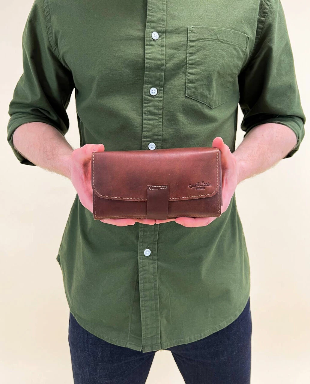 Ian Pibetaske Pibepung Tobakspung Pibeetui Etui Til Rulletobak Brun Læder 2 Ian Pibetaske Pibepung Tobakspung Pibeetui Etui Til Rulletobak Brun Læder - Billede 2