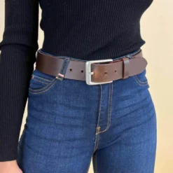 Kara Læderbælte Simpelt Læderbælte Med Sølvspænde Jakkesæt Bæltetilbehør Mænd 80, 85, 90, 95, 100, 105, 110, 115 Cm Brun Læder