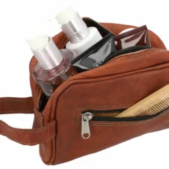 Piet Toilettaske Kosmetiktaske Make-up Pung Brun Læder -Taske Salgsbutik A81 innen1 Waschtasche leder 1280x1280