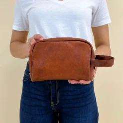 Piet Toilettaske Kosmetiktaske Make-up Pung Brun Læder