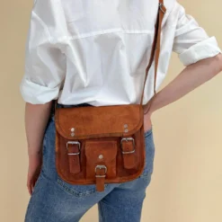 Emilia 7" Håndtaske Skuldertaske Lædertaske Dame Brun ægte Læder