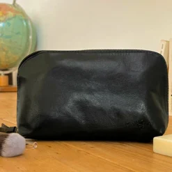 Eli Toilettaske Kosmetiktaske Make-up Taske Sort Læder