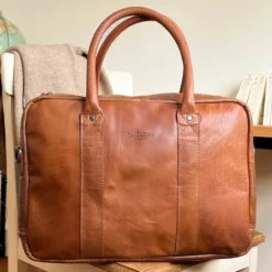 Fynn Arbejdstaske Computertaske Skuldertaske Stor Brun Læder