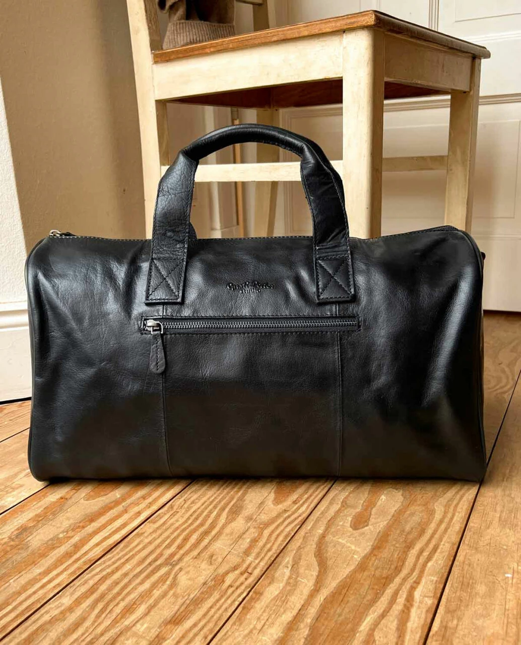 Hall Rejsetaske Sportstaske Håndbagage Herre Dame Sort Læder 25L 1 Hall Rejsetaske Sportstaske Håndbagage Herre Dame Sort Læder 25L