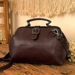 Lillith Skuldertaske Håndtaske Læderhåndtaske Dame Mørkebrun Læder