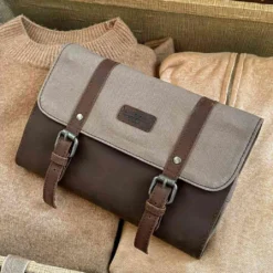 Rodney Toilettaske Kosmetiktaske Dame Herre Khaki Grøn Brun Læder