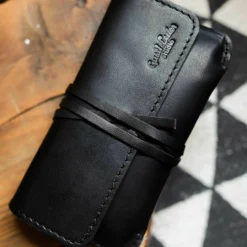 Jesse Tobakspose Tobakspung Opbevaring Til Rulletobak Tobaksetui Sort Læder